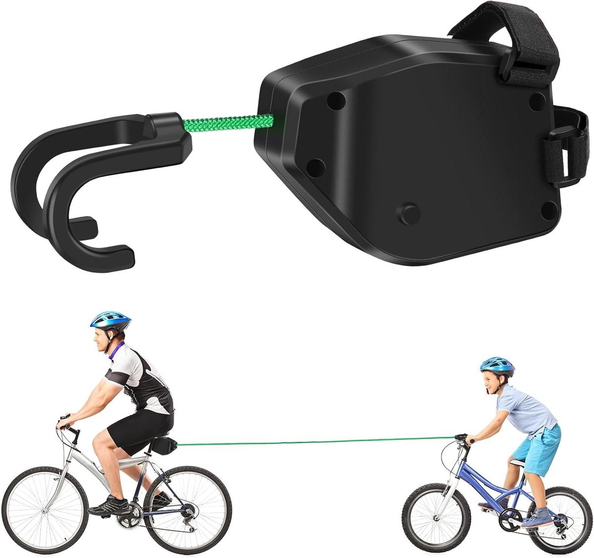 Fiets Sleepkabel - Trekkoord Fiets - Samen Fietsen - Intrekbaar Systeem - 2.5 Meter - Zwart