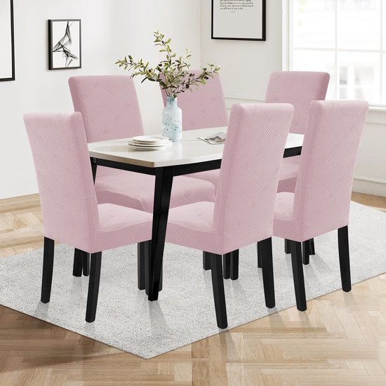 4-delige Universele Stoelhoezen Roze - Elastisch en Wasbaar voor Eetkamerstoelen van Merkloos — afbeelding 3