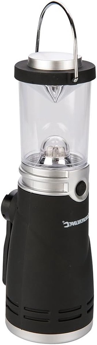 Opwindbare Lantaarn - LED Lamp - Kamperen en Buiten - Waterdicht Rubber - 21 cm - Zwart