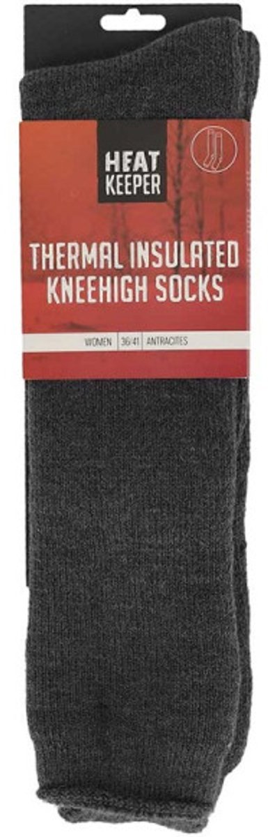 Heat Keeper Kniekousen Dames Acryl Antraciet Maat 36/41