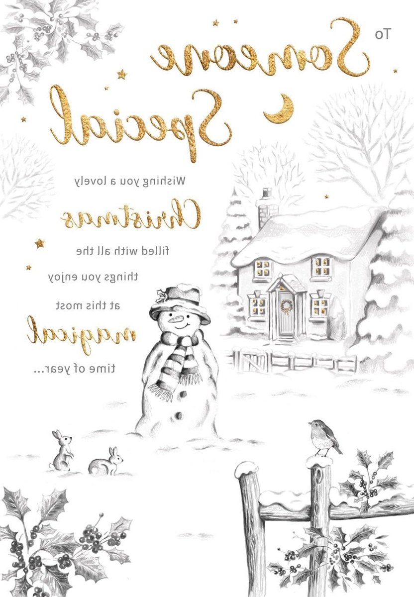 Kerstkaart - Wenskaart envelop - Iemand feliciteren - Ontworpen in VK - 9 x 6 inch - Monochroom