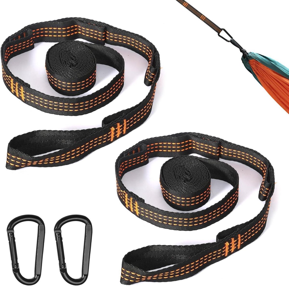 Hangmat Bevestiging - Ophangtouw Set - Outdoor Ontspanning - Hoge Belastbaarheid - 25 Meter - Zwart
