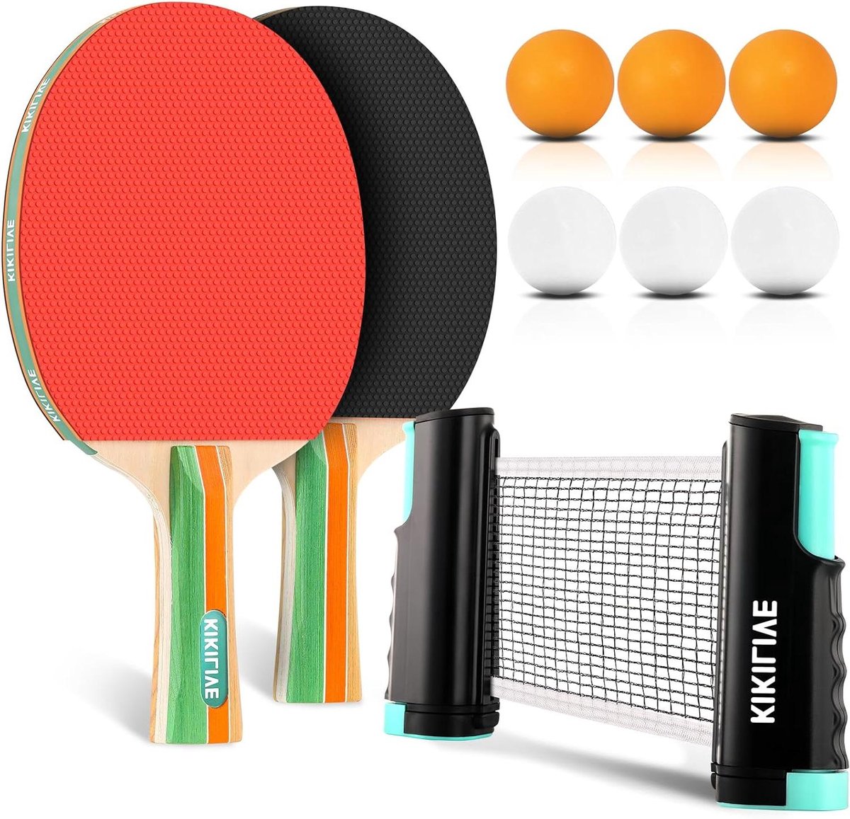 Tafeltennisset - Pingpong set - Sport en spel - Uittrekbaar net - 2 batjes 6 ballen - Zwart rood