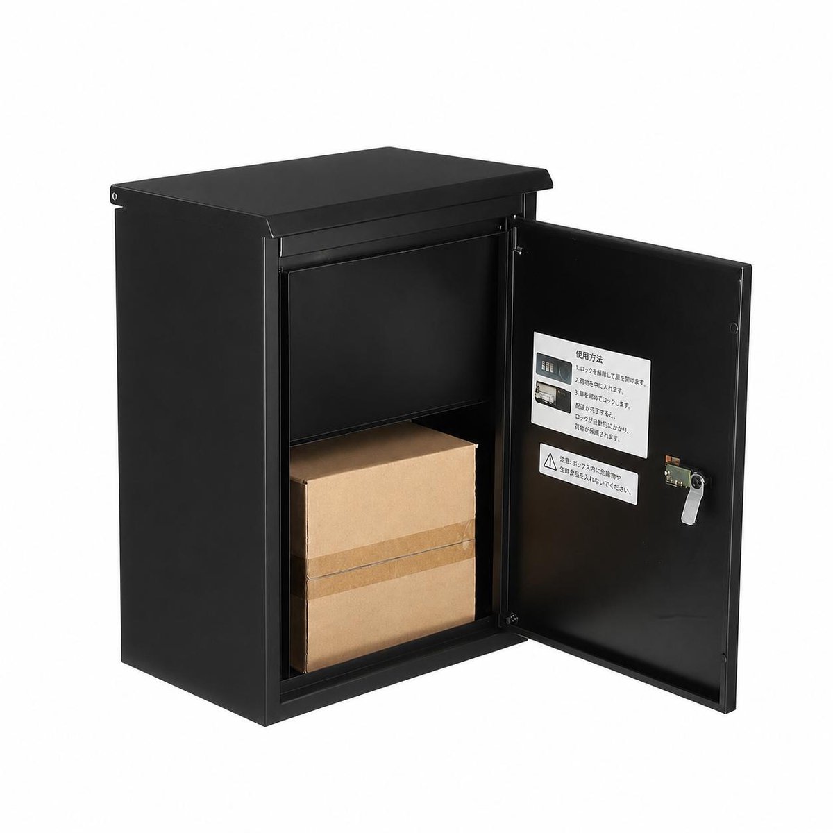 Danky Pakketbrievenbus - Pakketbox Wandmontage met Cijferslot - Brievenbus Ophangbaar met Bovenopening - Grote Pakketten Postbus - Thermisch Verzinkt Stalen Brievenbus Weerbestendig voor Buiten - Zwart 39x26x53 cm