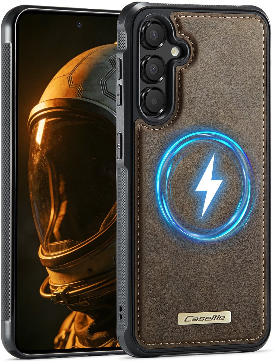 CaseMe Hoesje - Geschikt voor Samsung Galaxy A35 / A55 Hoesje - CaseMe C69 Leather Back Cover - MagSafe Compatible - Bruin