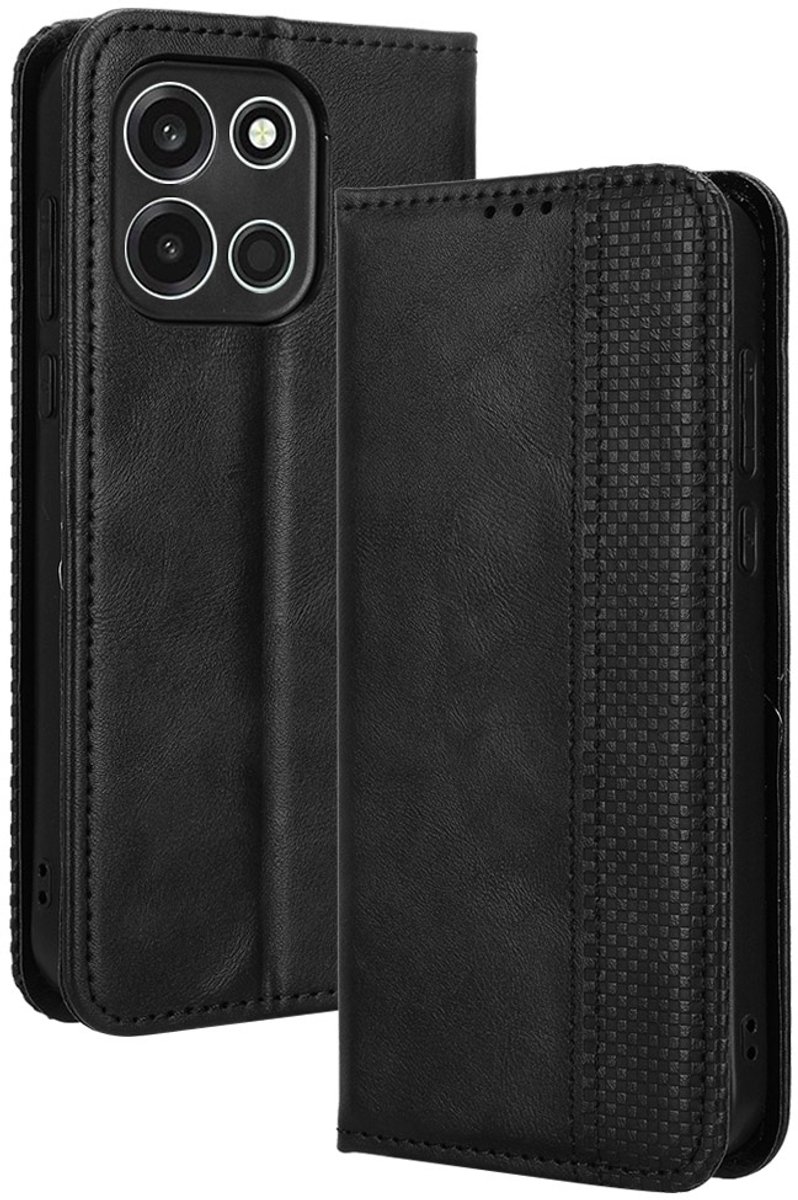 Coverup Hoesje - Geschikt voor OnePlus Nord 6 Hoesje - Coverup Vintage Style Book Case - Zwart