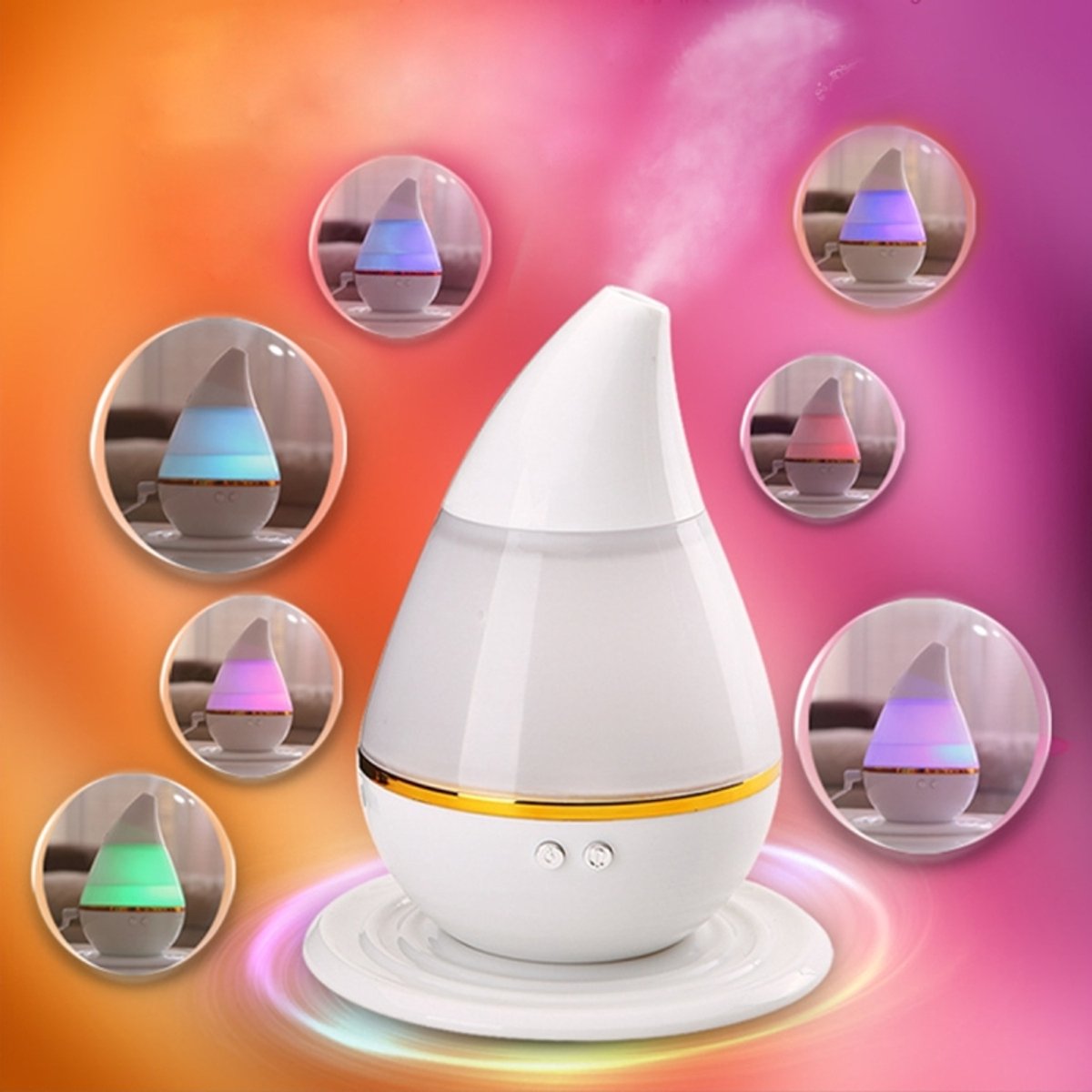 Ultrasound USB Veranderende Luchtbevochtiger Purifier 7 LED Color Light Aroma Verstuiver