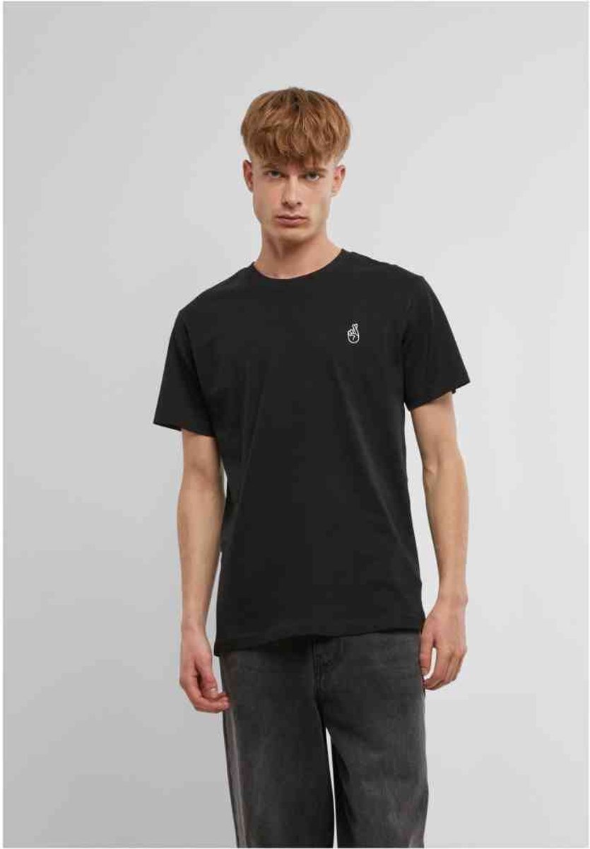 Mister Tee Crossed Fingers Handsign EMB Heren Tshirt XXL Zwart