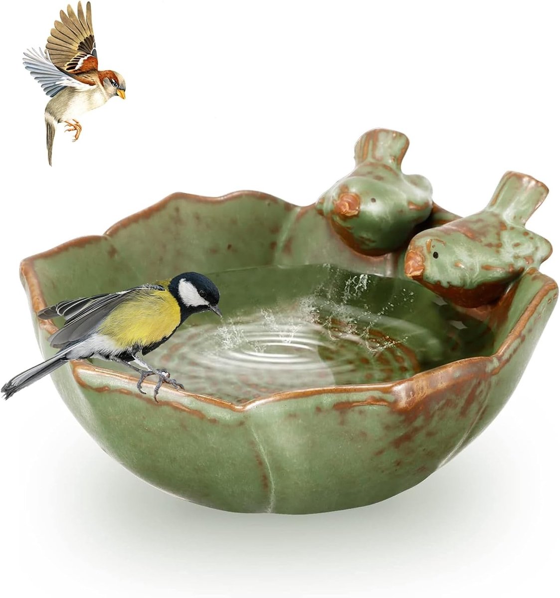 Retro Voederbak voor Tuin, Vogelbad Kom en Voedselhouder voor Buiten en Binnen Decoratie, Ideaal voor Vogels en Tuinliefhebbers