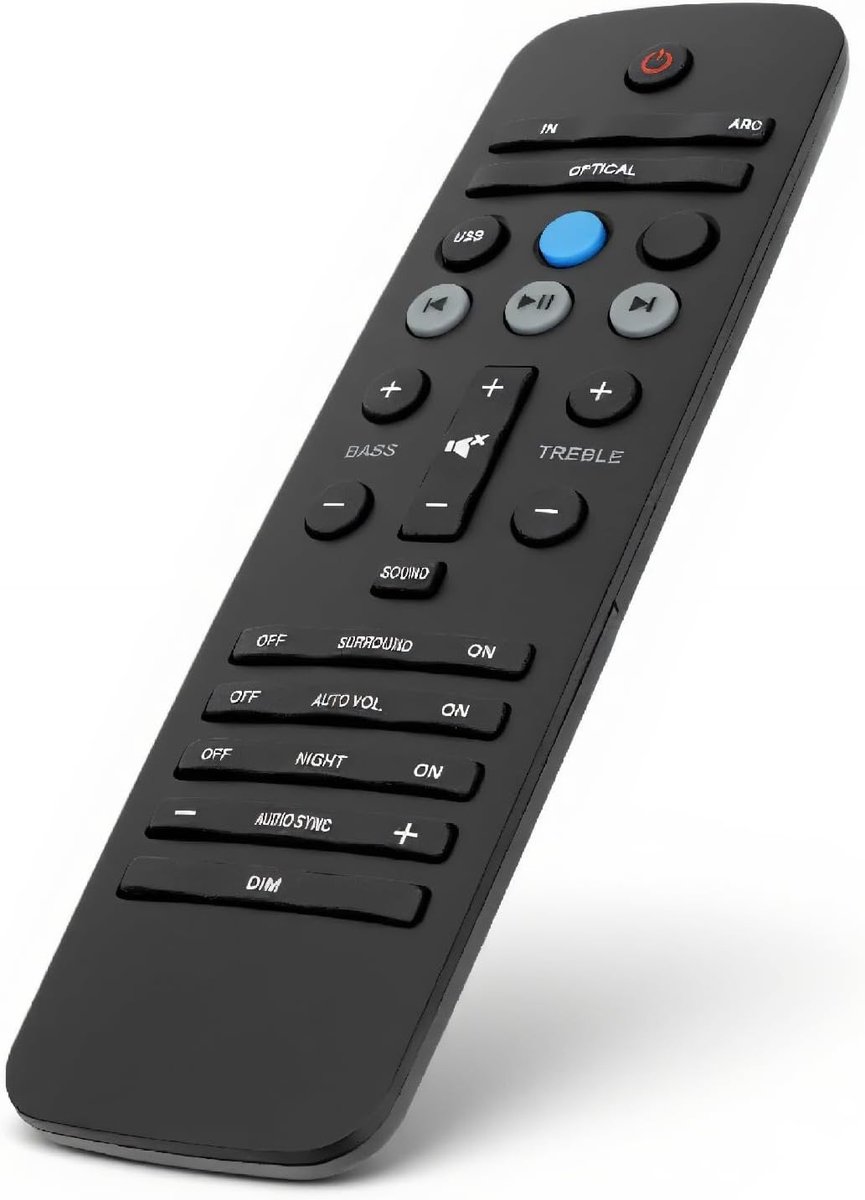 Vervangende afstandsbediening voor soundbar, geschikt voor verschillende modellen, inclusief 2 AAA-batterijen en eenvoudige installatie