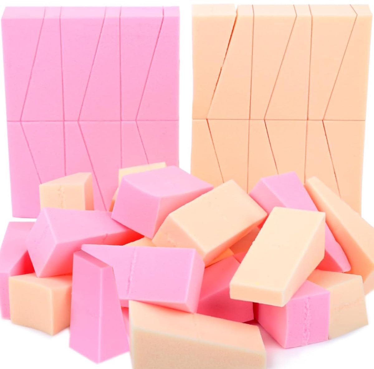 48 stuks driehoekige make-up spons bladerdeeg set - dubbele kleur nagel kunst & cosmetische mengen Sponzen