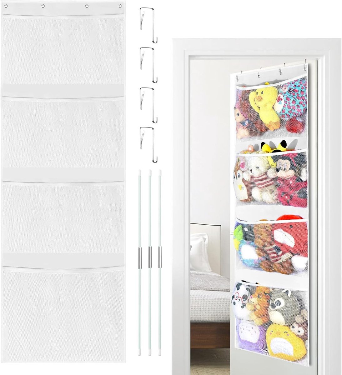 Teddy Hammock voor Pluche Speelgoed, Deur Organizer voor Knuffels en Dierenspeelgoed, Ruimtebesparende Oplossing