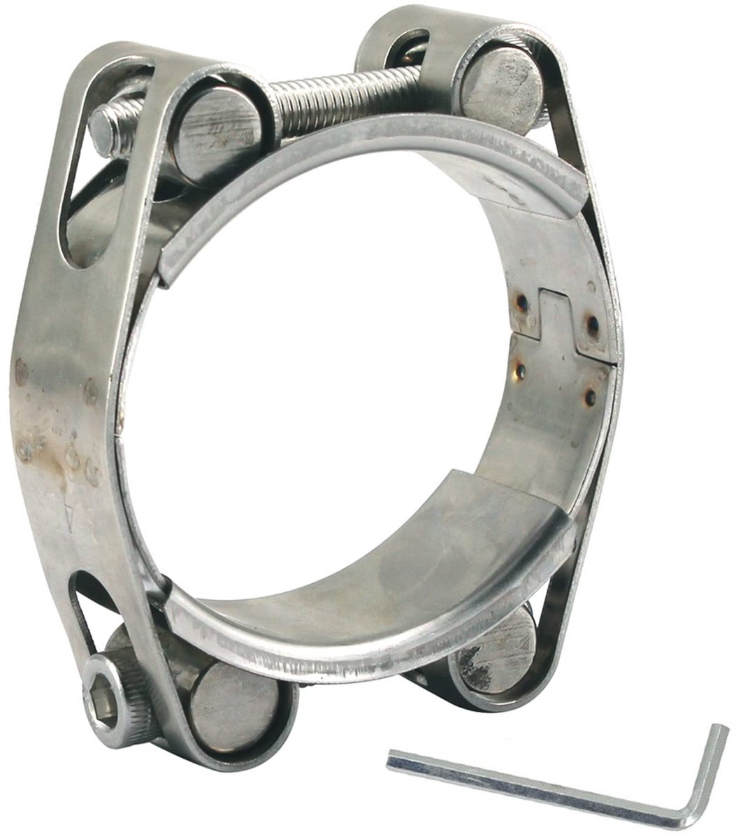 120-130 mm Heavy Duty T-bout slangklem 304 roestvrij staal dubbele kop dubbellaagse slangpijp klem buisklemmen bandbreedte 24 mm (1 stuks met sleutel)