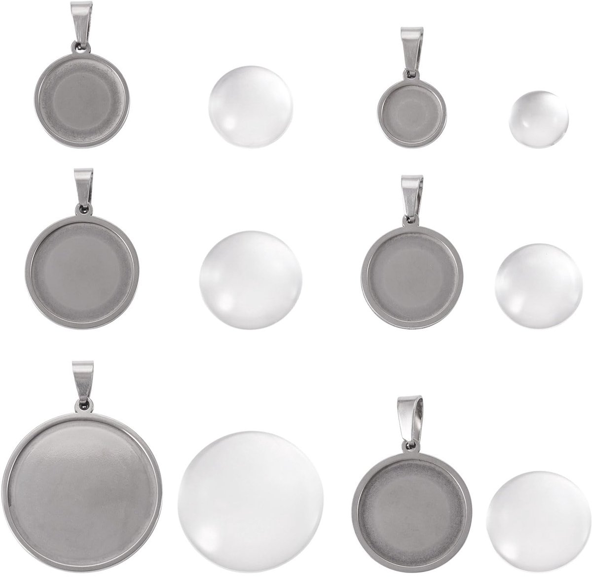 Cabochon Instellingen met Glas Cabochons Vierkante Platte Ronde Ovale Blanco Bezel Hanger Trays Base Kit voor Sieraden Maken