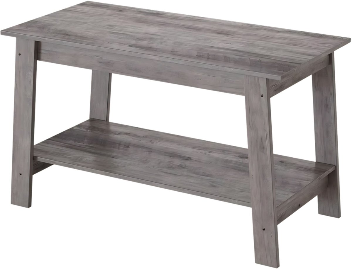 Salontafel met Opbergplank - Bruin Hout en Zwart Metaal - voor woonkamer en loungehoek - 3,5 l