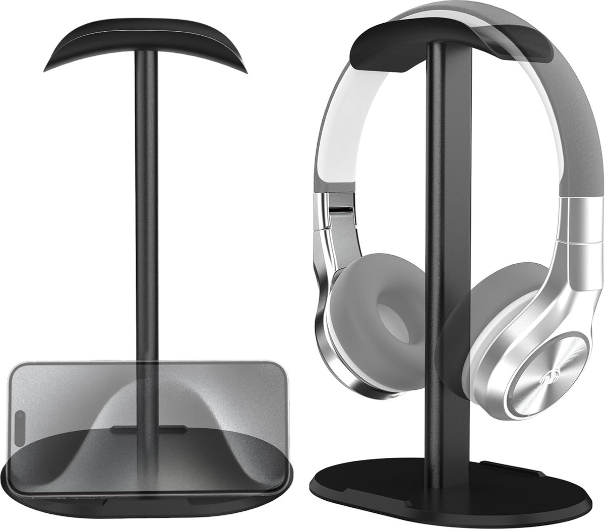 Thijox - Koptelefoonstandaard Bureau - Aluminium Headsethouder met Zware Basis - Universele Oortelefoonstandaard voor Gaming, Draadloos, Zwart