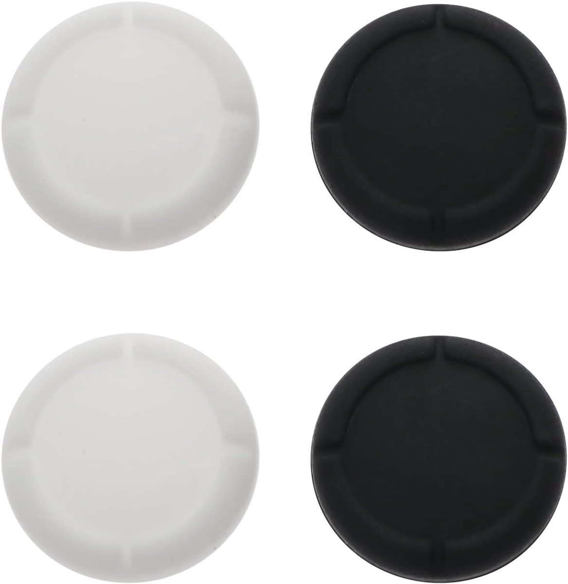 Thijox - 4x Vervangende Tumlock Comfort Zachte Siliconen Duim Joystick Grip Skins voor Switch & Switch Lite - 2x Zwart, 2x Wit - Ideaal voor Gaming