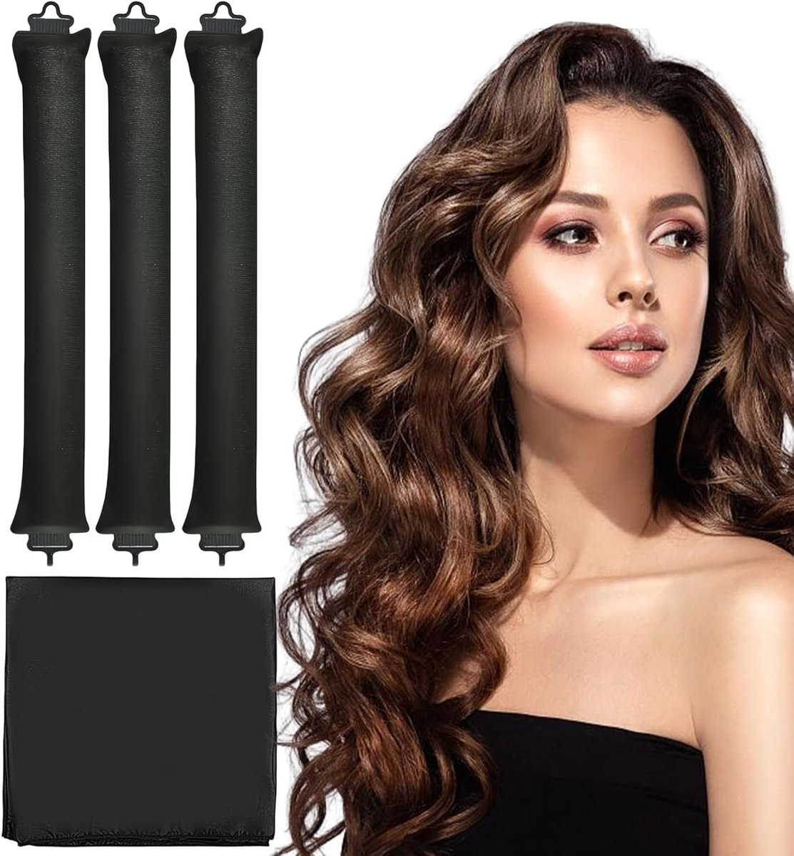 3-Pack Heatless Curls met Hoofddoek, Krullers voor een Zorgeloze Nacht, Perfecte Krullen zonder Hitte voor Alle Haartypes