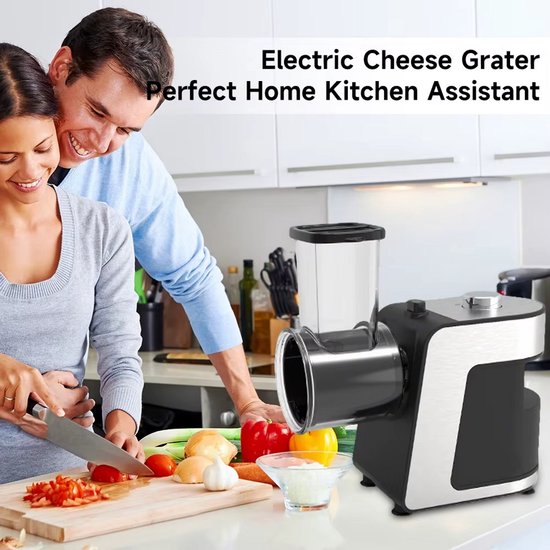 JOYNEXTBUY - Elektrische Groentesnijder 500W - 5-in-1 Groentesnijder & Kaasrasp - Keukenmachine met 5 RVS Snijschijven voor Groenten, Kaas & Chocolade van joynextbuy — afbeelding 5