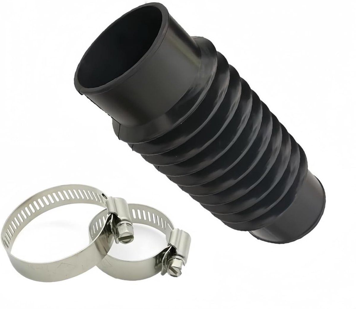 Hoogtemperatuurbestendige rubberen golfbuis met slangklemmen voor afvoer, pompen en huishoudelijke installaties (DN65 x 200 mm + klem)