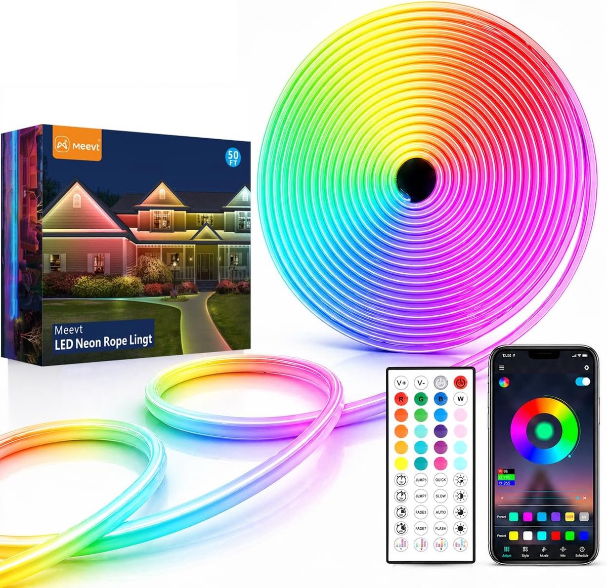 Thijox - 15M Neon LED Strip RGB, 24V Waterproof Siliconen Lichtband met Zijwaarts Schijnend Design, Perfect voor Buiten, Tuin, Gaming en Muzieksynchro