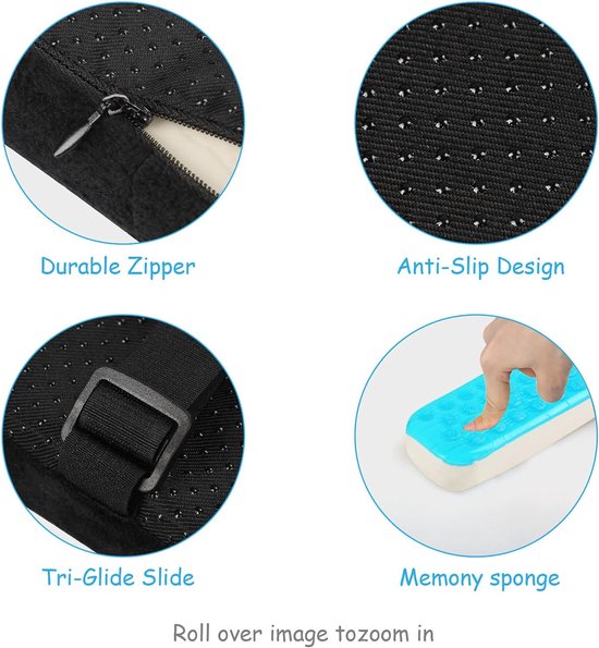 Thijox - Armsteunkussens voor Stoel - 2 Stuks Zwarte Armsteunhoezen - Memory Foam Elleboogkussen met Gelkoelkussen voor Bureau- en Gamingstoel - Drukv van thijox — afbeelding 2
