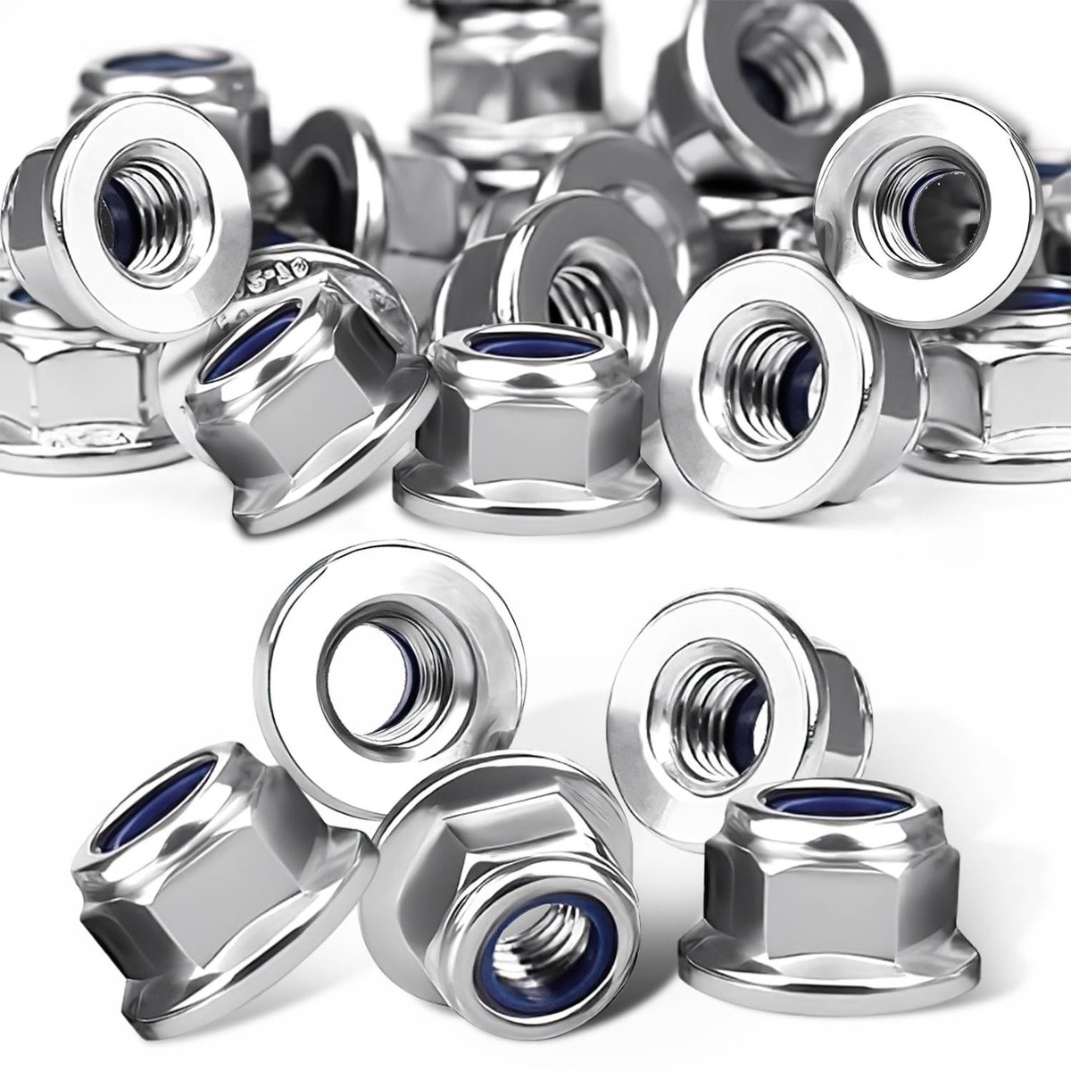 Set van 40 RVS M6 Nylock Moeren - 6mm Zelfvergrendelende Moeren met Nylon Inzet voor Duurzame Bevestiging