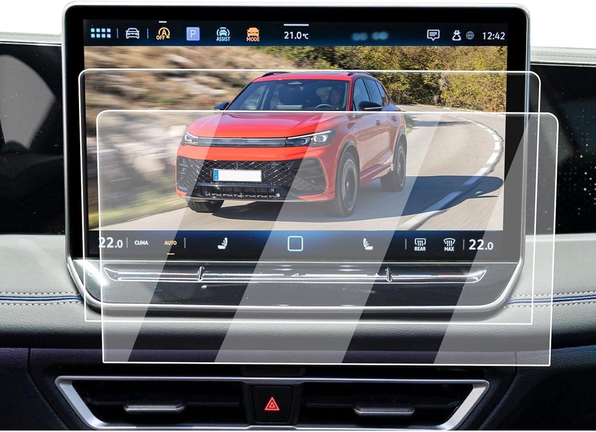 Pack van 2 Navigatie Beschermfolie voor VW Golf, ID.4, Tiguan en Passat - 12.9 Inch, Ultra Dun, Krasbestendig en Helder Scherm Bescherming voor 2024 en 2025