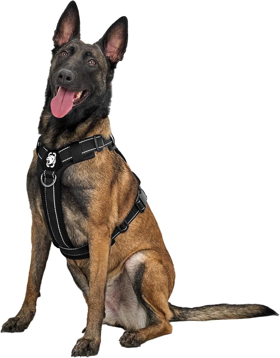 Thijox - Hondenharnas XL, Instelbaar, Tactisch Borstharnas voor Middelgrote en Grote Honden, Zacht Gevoerd, Reflecterend, 1000D Nylon, Met Handvat en