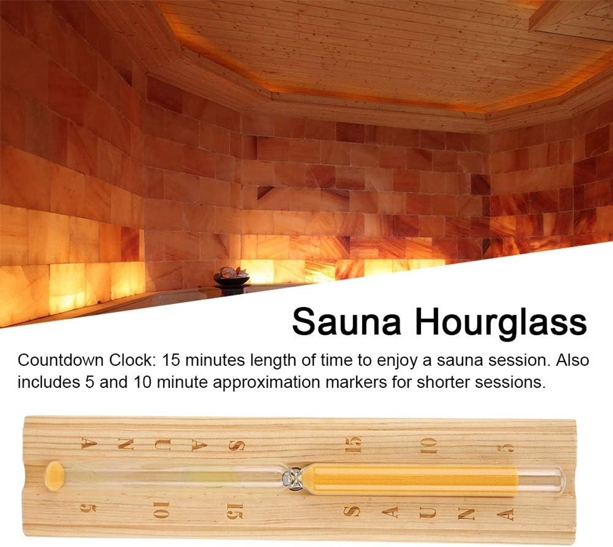 Houten Sauna Zandloper van 11,8 Inch - Duurzaam en Stevig voor Thuisgebruik in de Sauna, Perfecte Timer voor Ontspanning en Wellness