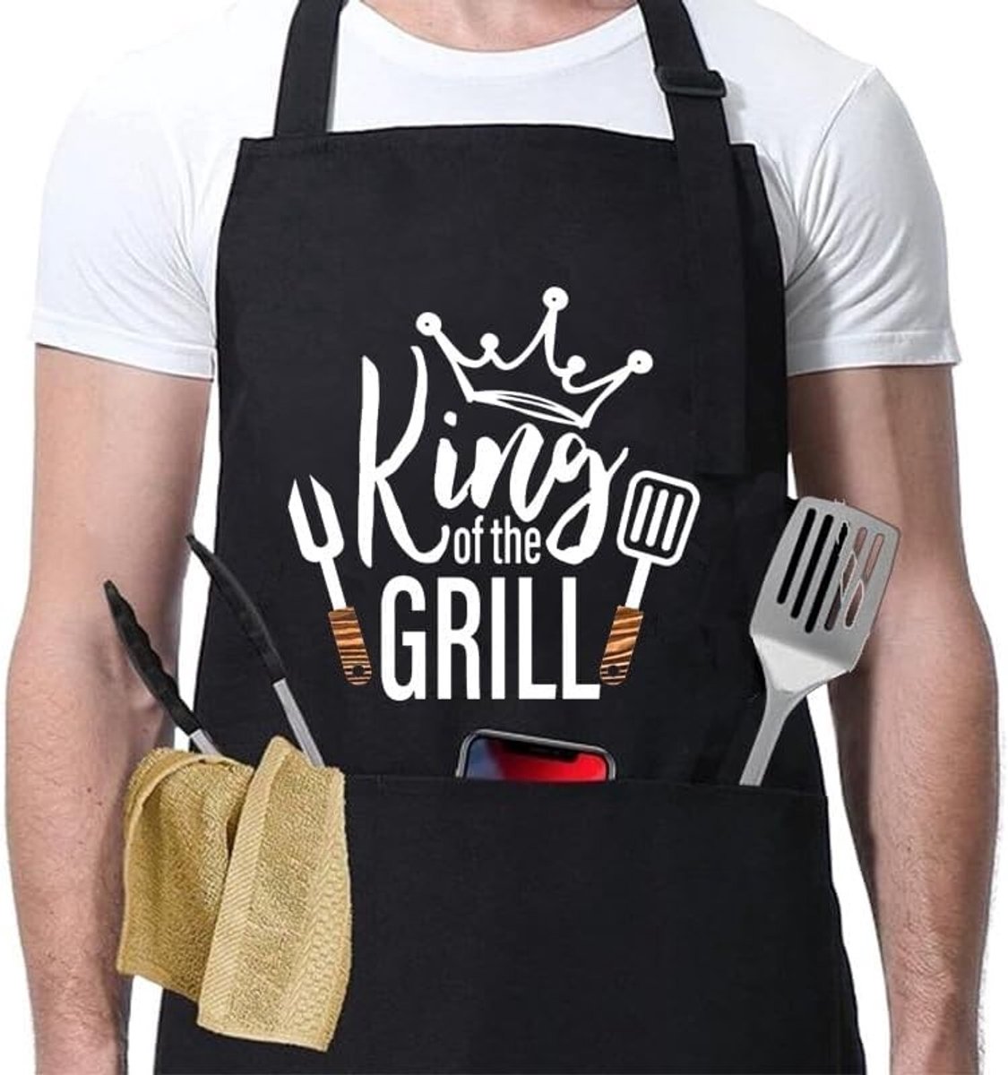 Verstelbare Keuken Schort 80 x 60 cm voor Koken, Grillen en Bakken met Zak en Duurzaam Materiaal