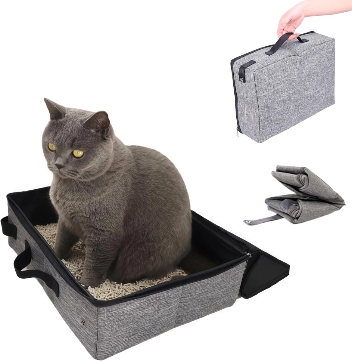 Thijox – Opvouwbare Kattenbak voor Katten en Kittens, Draagbaar en Waterdicht, Mobiele Kattenbak met Ritssluiting, Ideaal voor Reizen en Outdoor, Grij Thijox – Opvouwbare Kattenbak voor Katten en Kittens, Draagbaar en Waterdicht, Mobiele Kattenbak met Ritssluiting, Ideaal voor Reizen en Outdoor, Grij