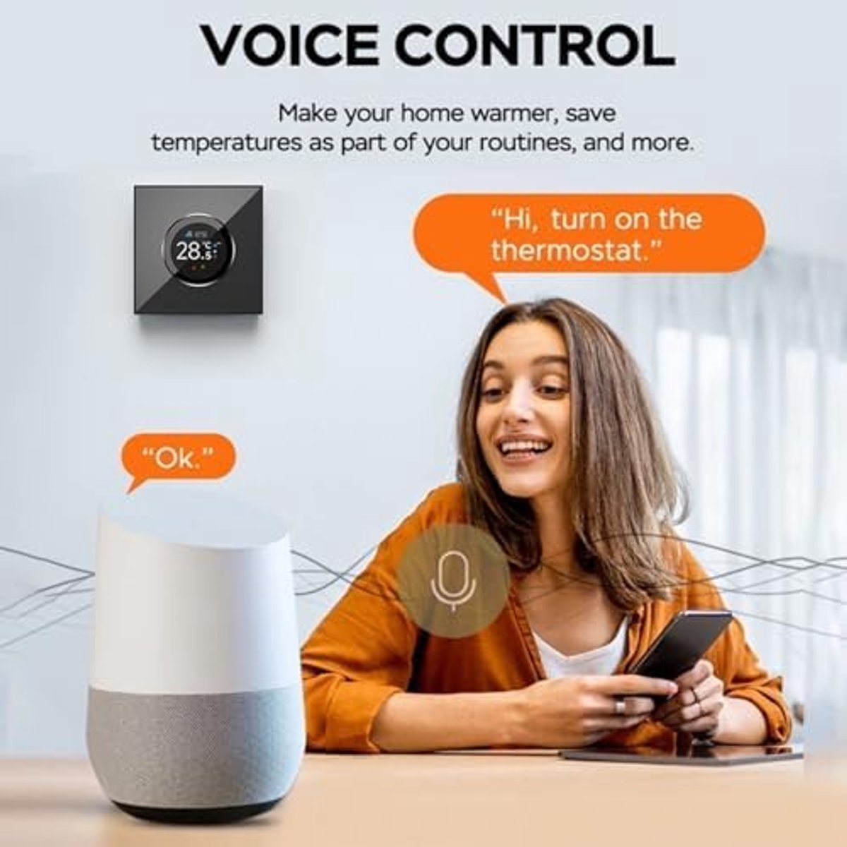 Thijox - Slimme Thermostaat voor Thuis - Programmeerbare Wifi Thermostaat met Bluetooth, TFT-scherm 1,32 Inch, Temperatuurbereik 5-35℃, Bedienbaar via
