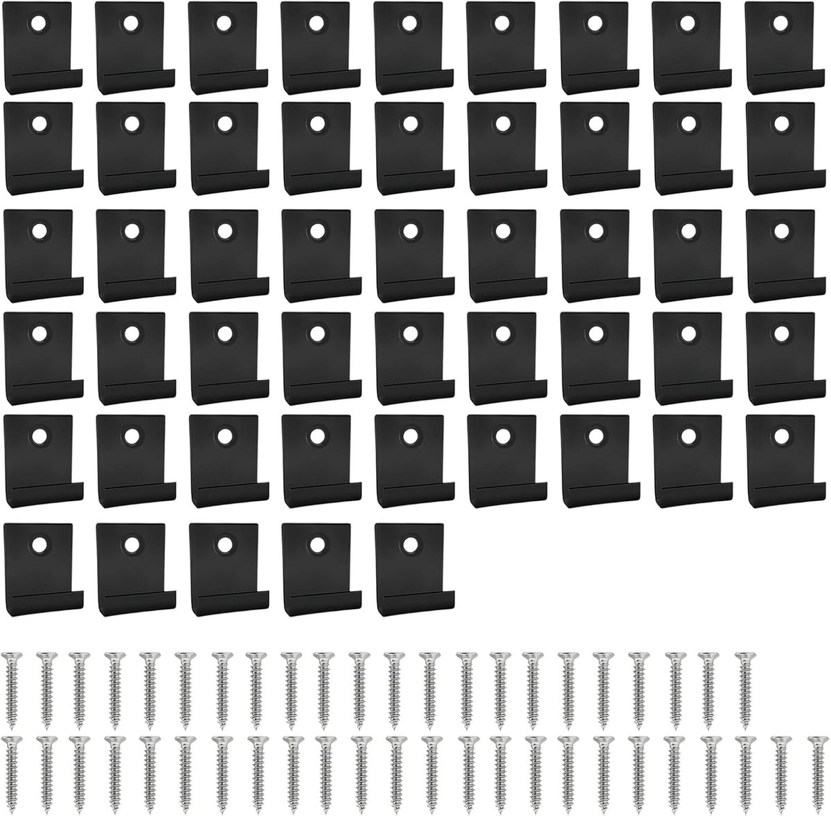 50 Stuks RVS WPC Clips, 8mm Decking Bevestigingsclips, Zwart Verborgen Bevestigingsclips met 50 M4 Schroeven voor Tuin, Terras en Buitenruimte