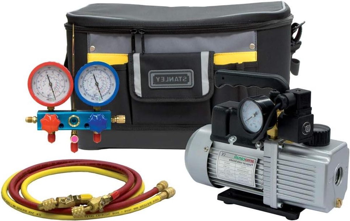 Vacuüm en Laadsysteem - Koudemiddel Apparaat - Airco Onderhoud - Universele Manometer - 150 cm Slangen - Veelkleurig