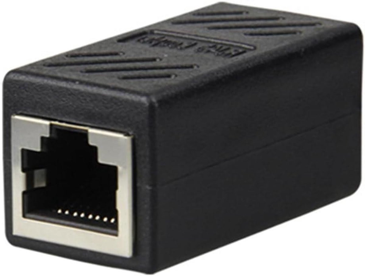 Netwerk Kabel Adapter - RJ45 Koppeling - Kabel Verlenging - Afgeschermde Connector - 11 x 11 cm - Zwart