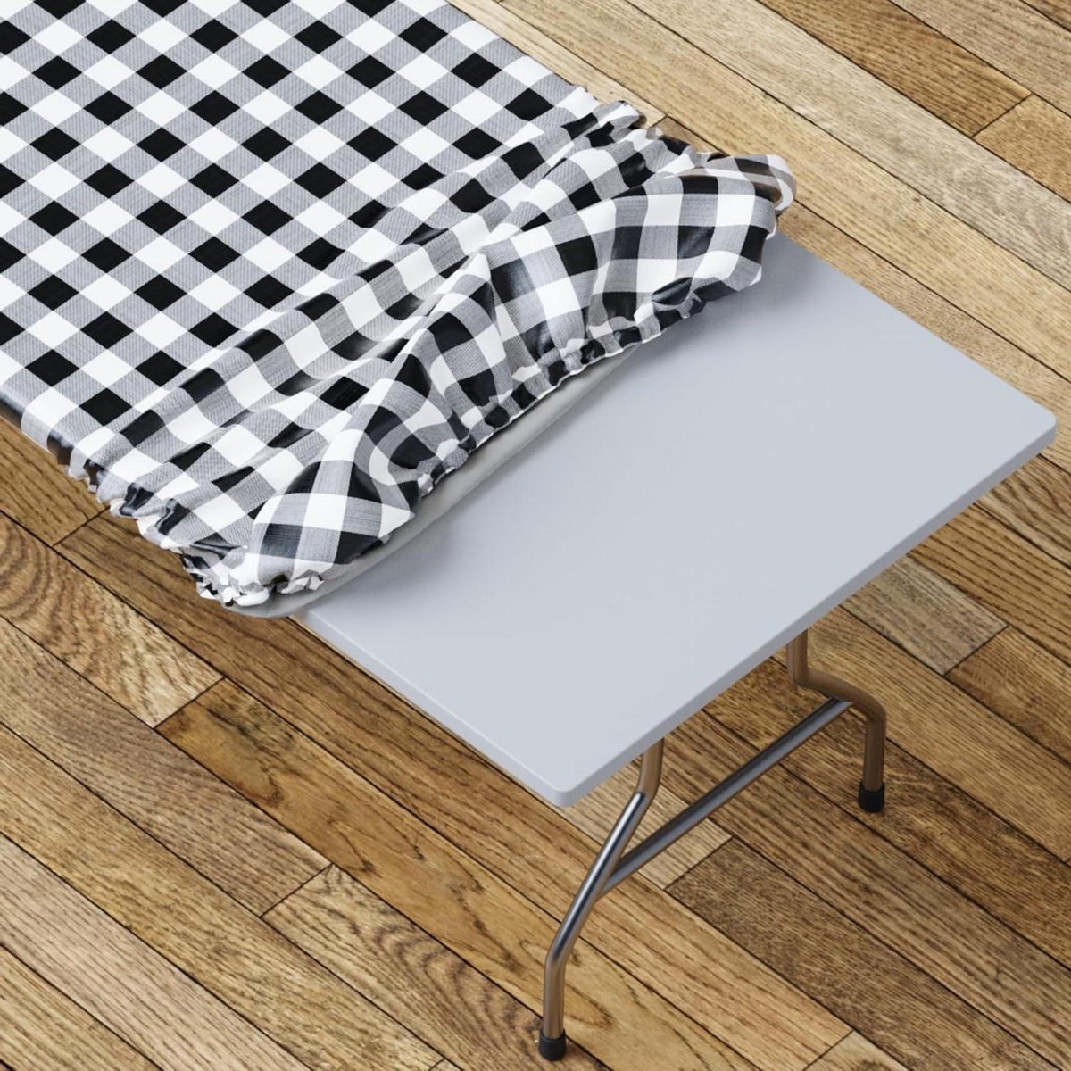 Tafelkleed met elastiek - Outdoor kleed - Picknicktafel beschermen - Waterdicht vinyl ontwerp - 183 x 76 cm - Geruit zwart