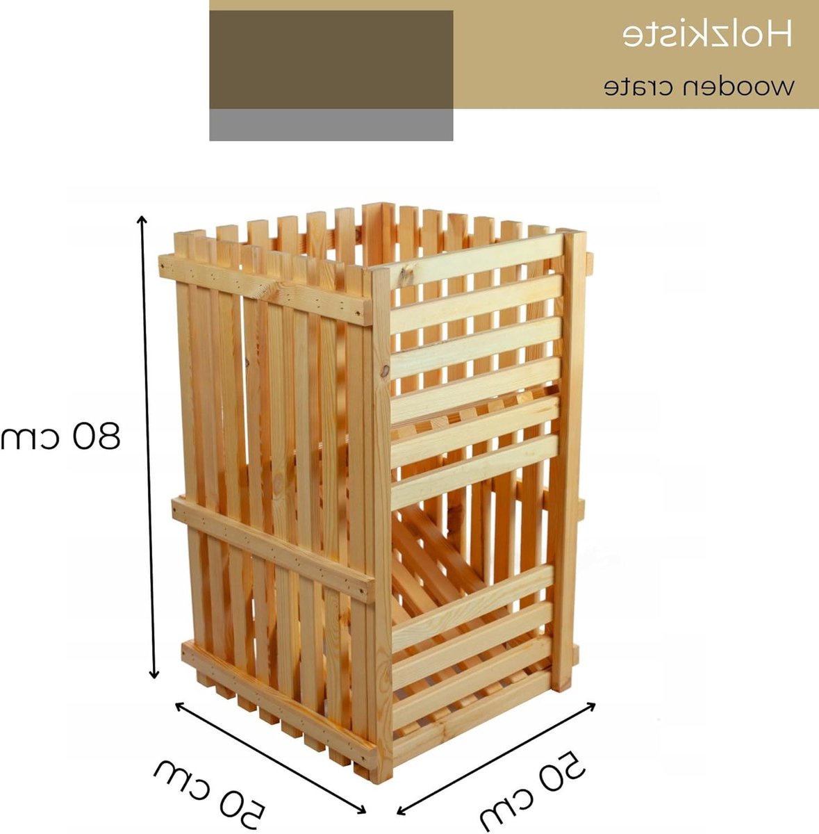 Houten Bewaarkist - Opslagbox Keuken - Voedsel Opslaan - Optimale Ventilatie - 50x80x50 cm - Onbehandeld