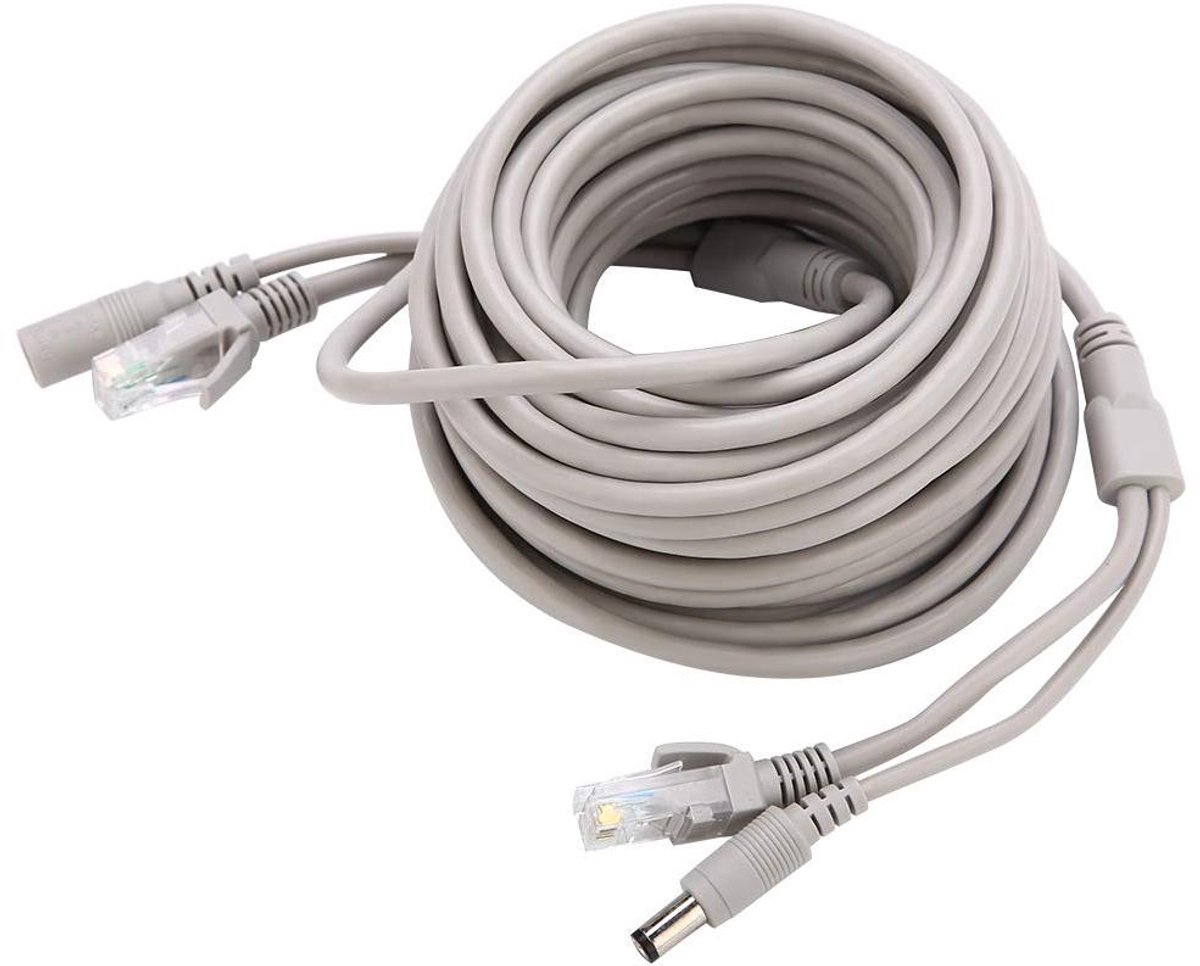 Netwerk Kabel - Ethernet Patch - Camera Beveiliging - Gecombineerde Stroom - 10 Meter - Zwart