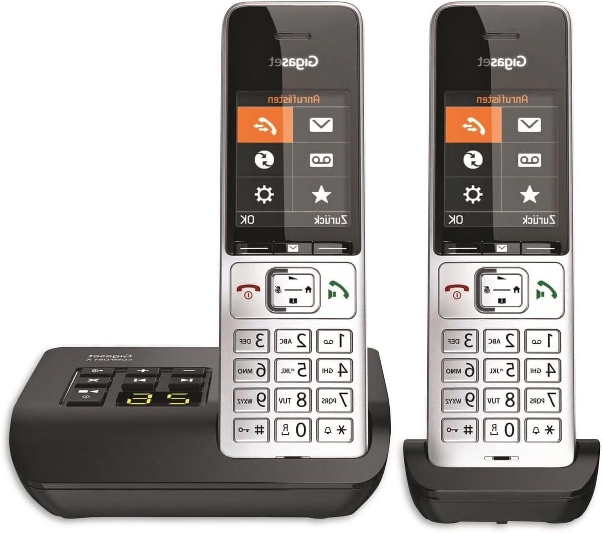 Draadloze Telefoon - Huistelefoon Duo - Comfortabel Bellen - Ingebouwde Antwoordapparaat - 2.2 Inch Display - Zilver Zwart