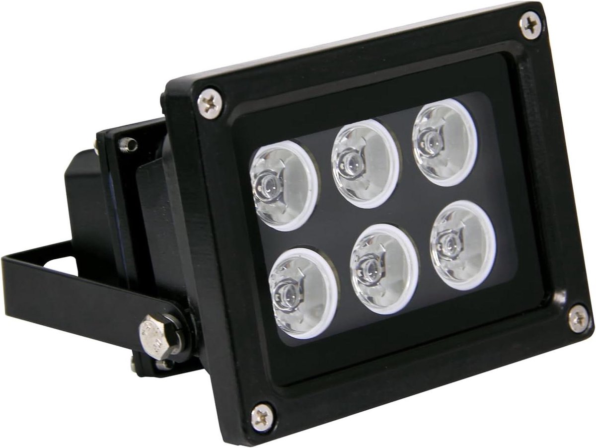 Infrarood Schijnwerper - Nachtzicht Lamp - Bewaking Buiten - Onzichtbare Leds - 80 Graden Hoek - Zwart