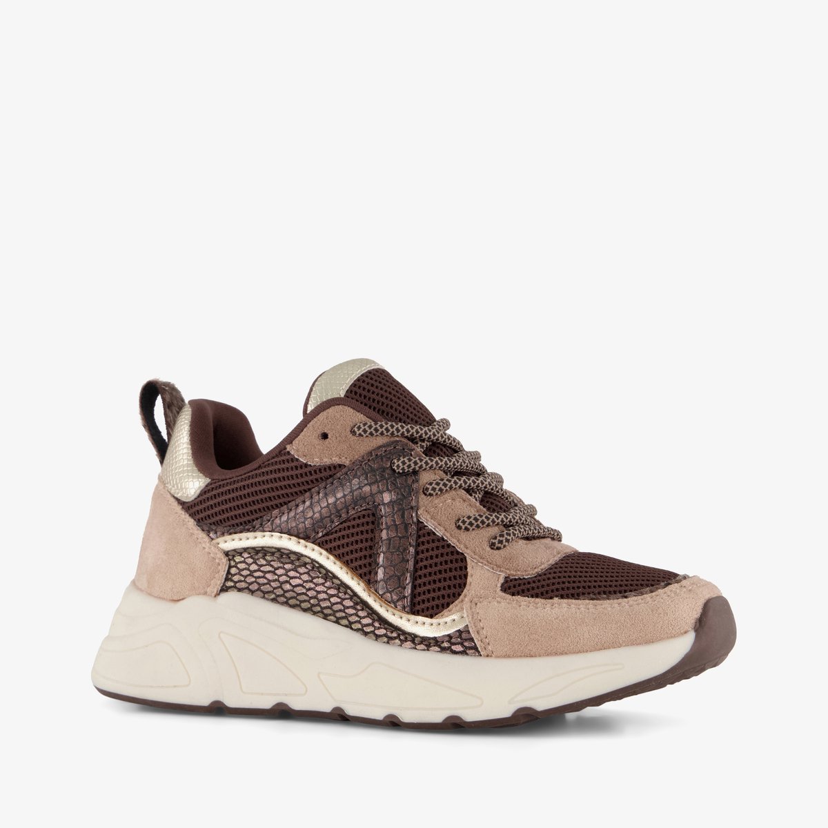 Blue Box meisjes dad sneakers bruin beige - Maat 33 - Uitneembare zool