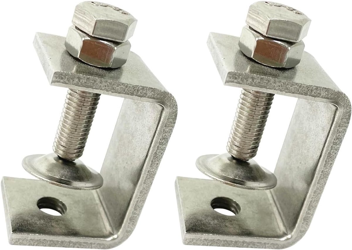 Mini RVS C-klemmen 47mm - 4 Stuks Zware Houtbewerking U-klem Set met Brede Bek en Beschermende Pads voor Lassen en Timmerwerk