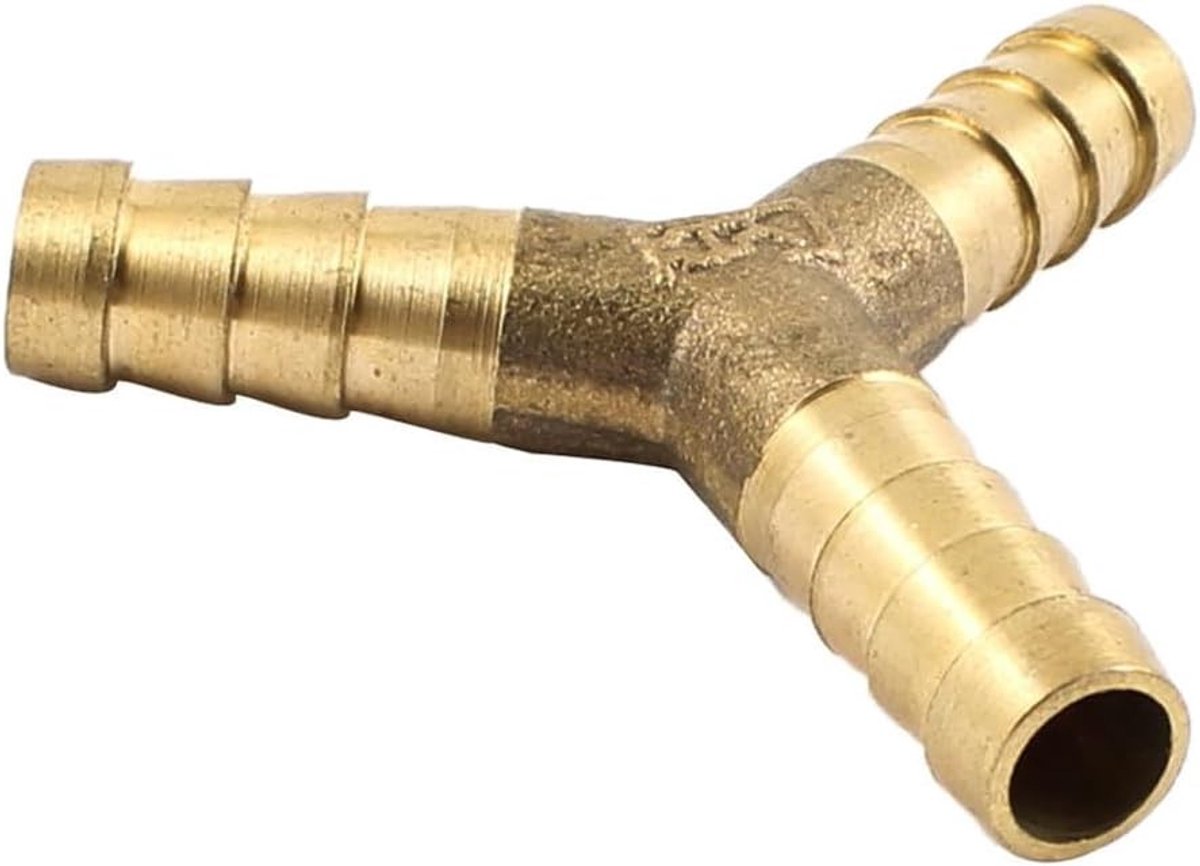 8mm Messing Slang T-stuk Verbinder Y-vormige 3-Weg Aansluiting voor Water, Brandstof en Lucht