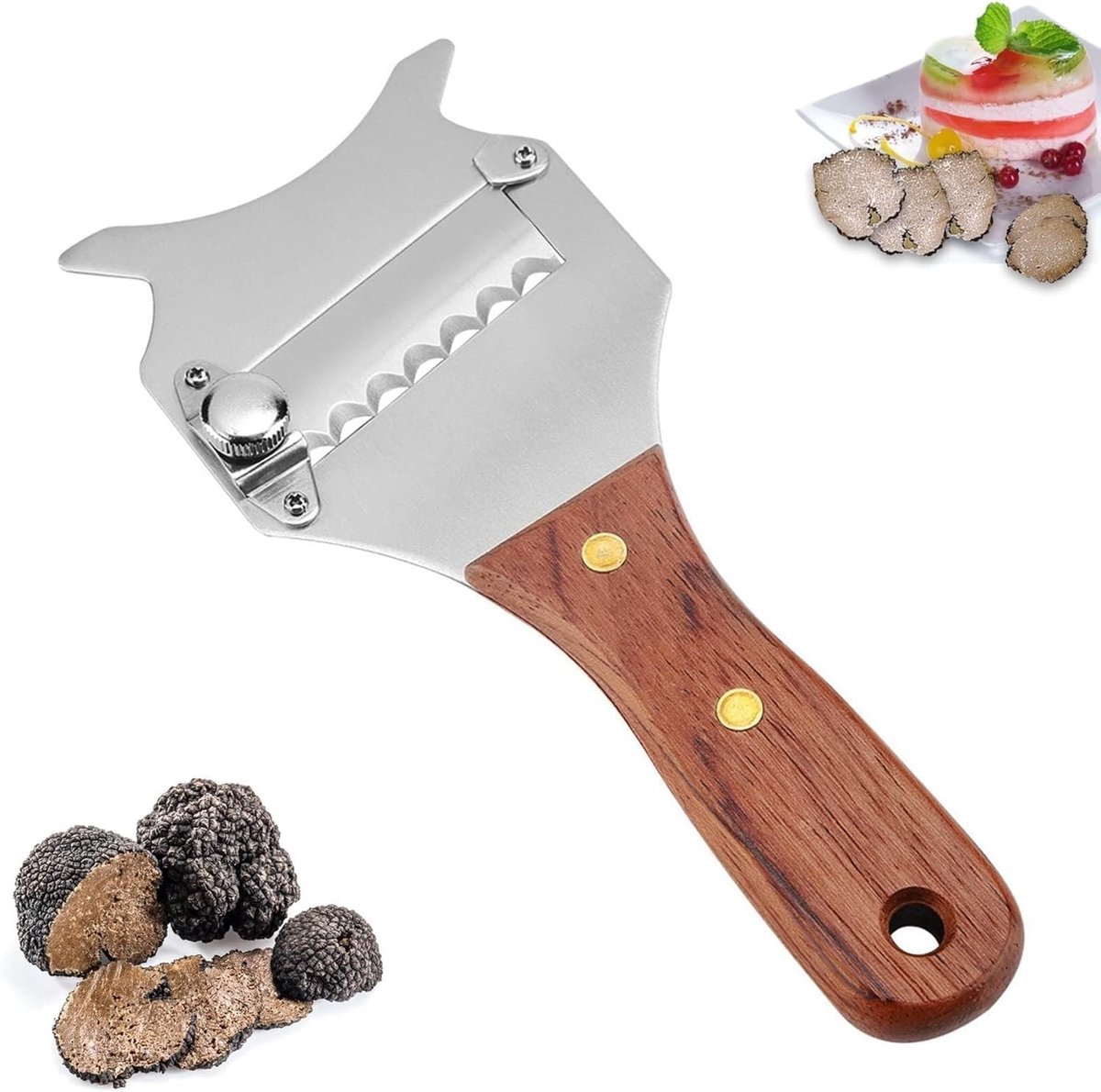 Multifunctionele Kaasmes met Verstelbaar Lemmet voor Kaas en Chocolade, RVS Keukenaccessoire 7.68 X 3.15 X 0.47 Inch, Perfect voor Kaasliefhebbers en Gourmet Gerechten