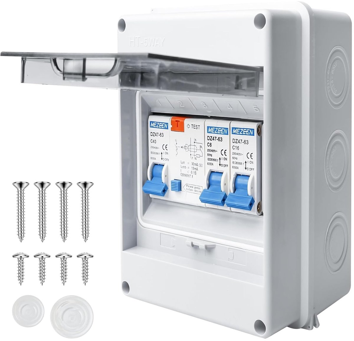 Fuseebox en stroomonderbreker voor tuin en buitengebruik, IP65, voor villa's en distributieterminals