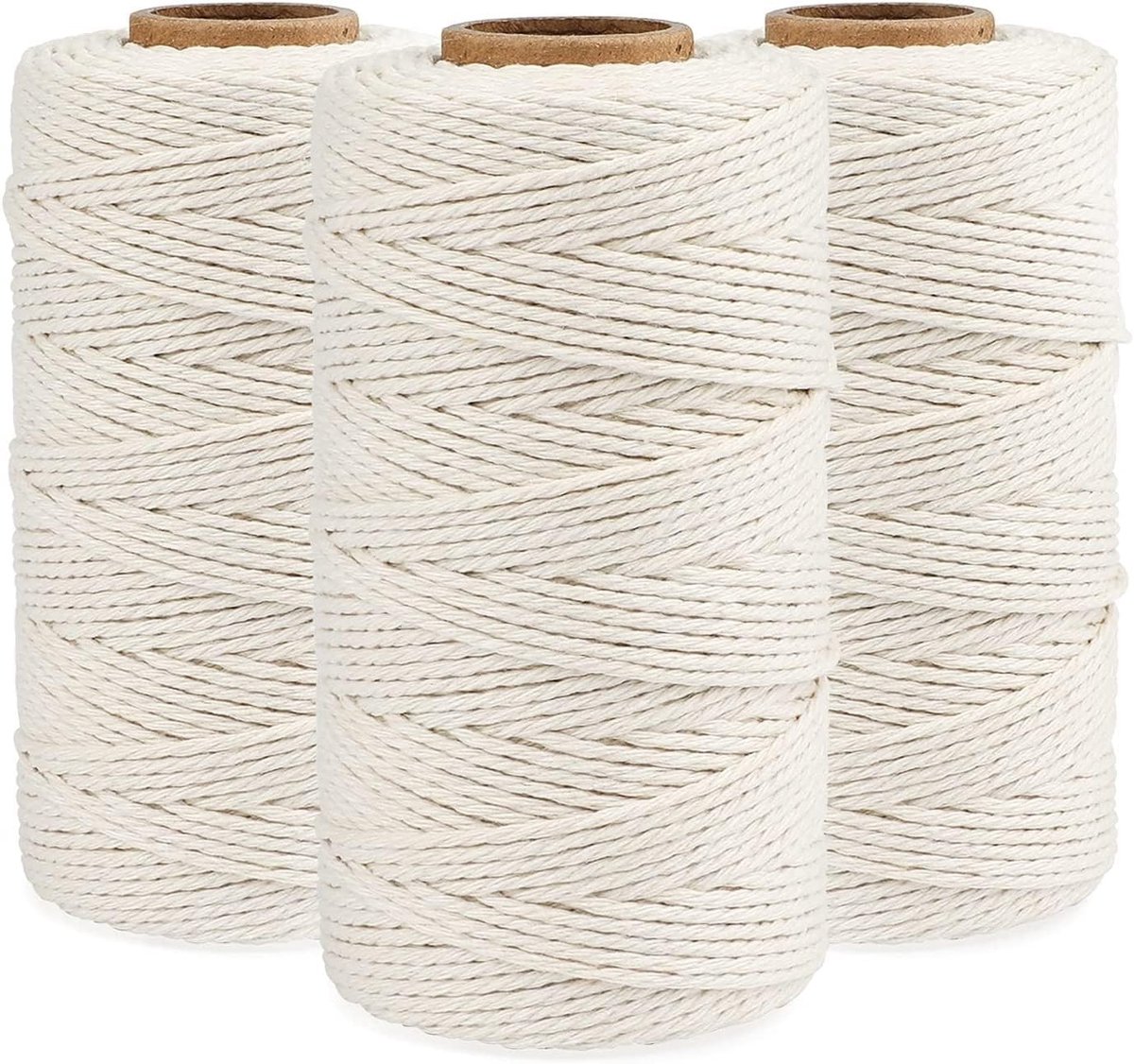 Duurzaam Katoenen Twine 300 m, 2 mm Decoratief Touw voor DIY Creaties, Tuinieren en Ambachten, Beige