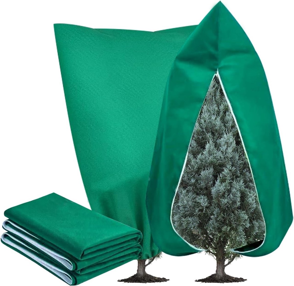 Winterbescherming voor planten en potplanten, 80 x 120 cm, vorstbescherming, ademend, met rits en trekkoord, ideaal voor bomen en struiken