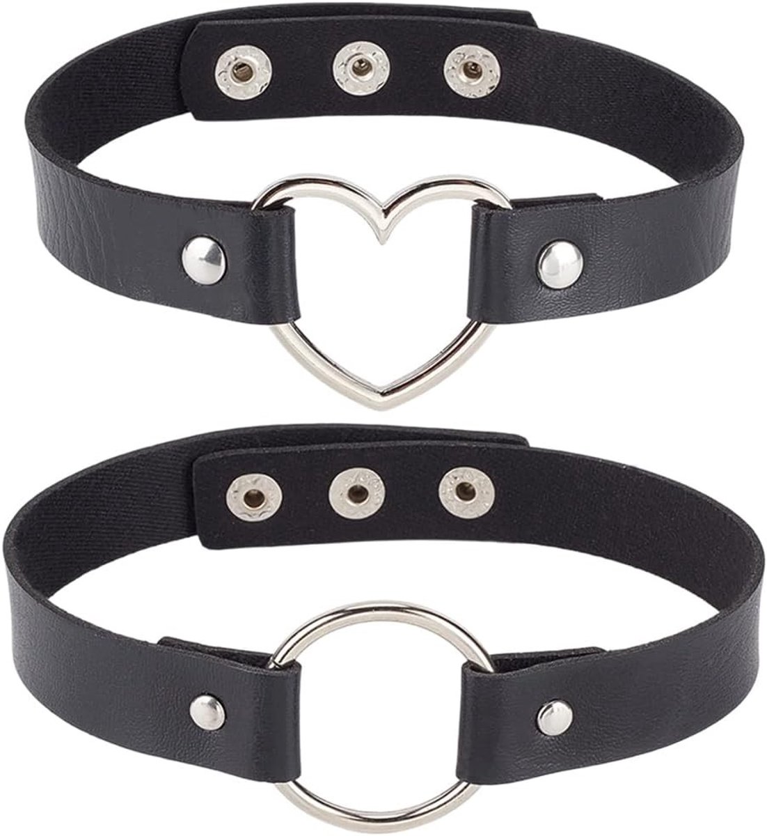 Set van 2 verstelbare hollow heart faux leather O-ring gothic kostuums voor vrouwen, perfect voor Halloween en punk rock themafeesten