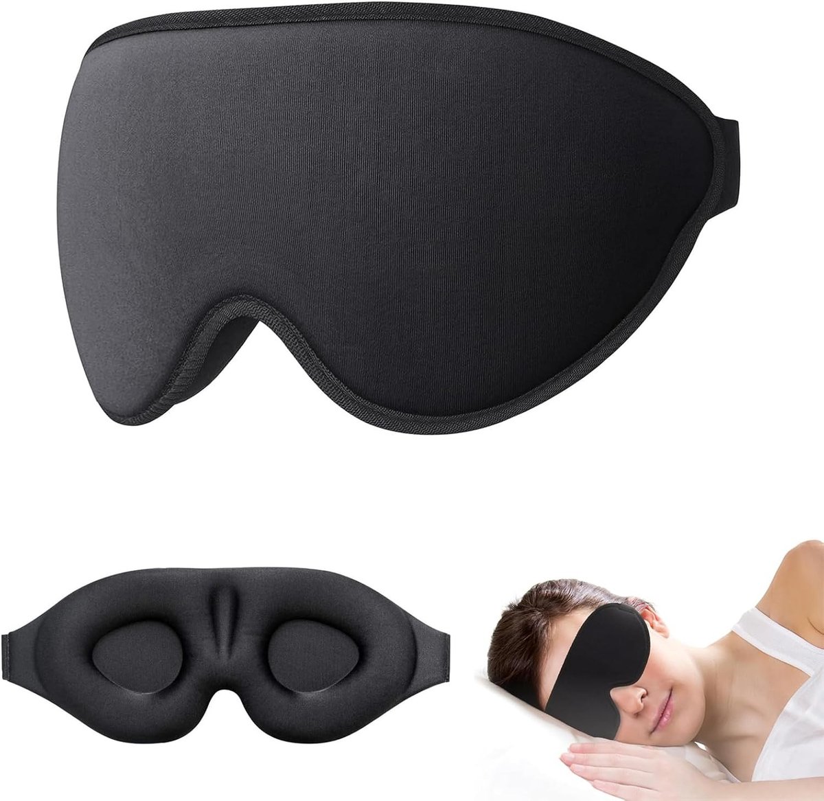 Comfortabel 3D Slaapmasker voor Zijslapers, Bescherming voor Wimpers, Ideaal voor Reizen, Zacht en Ademend, Inclusief Opbergtas